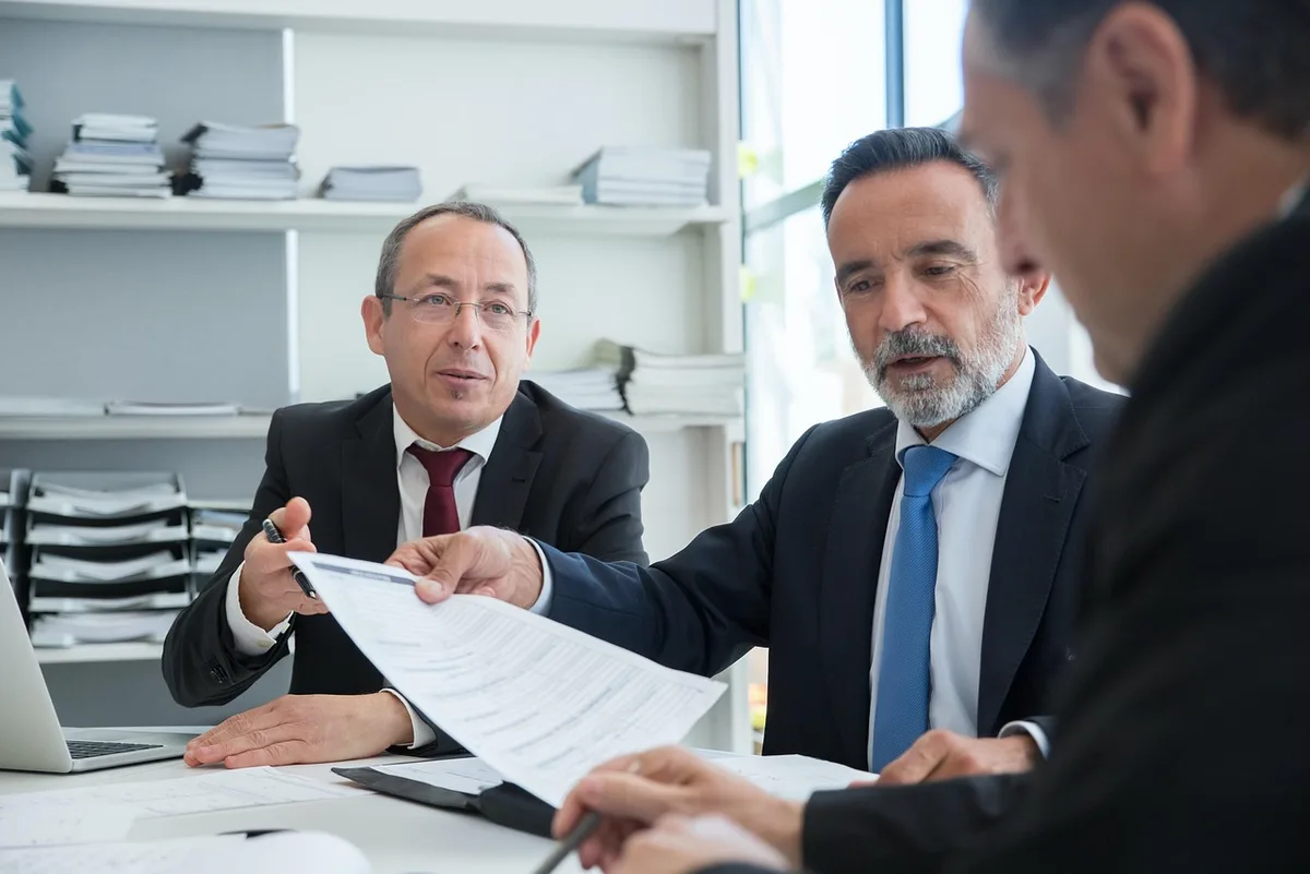 Équipe analysant des tableaux de bord de performance dans un bureau lumineux
